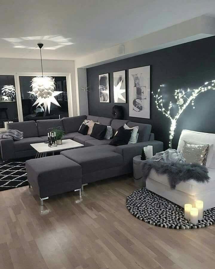 Image result for Dark feature  gray couch pinterest