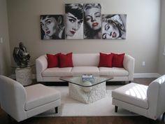 Love this idea with the pics and love the modern feel of this room but yet classic.